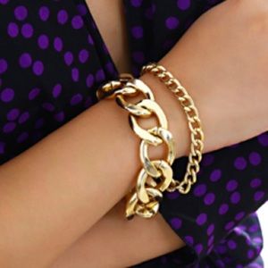 2PC 18K GOLD CUBAN CHAIN LINK ANKLET/BRACELET SET